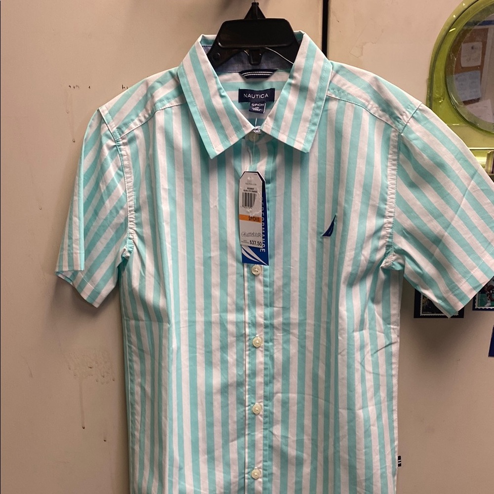 Nautica boys Striped Shirt - Green and White